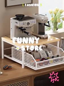 kitchen Racks Organizer With Drawer Wooden Desktop Microwave Oven Storage Rack Desktop Storage Rack Desktop Coffee Machine Cup Microwave Storage Rack Tea Bag Tea Storage Rack For Office