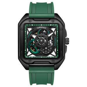 MARK FAIRWHALE 6320 Đồng Hồ Cơ Tự Động Dành Cho Nam Dây Đeo Silicon Dạ Quang Đồng Hồ Thể Thao Chống Nước Với Vỏ Thép Không Gỉ