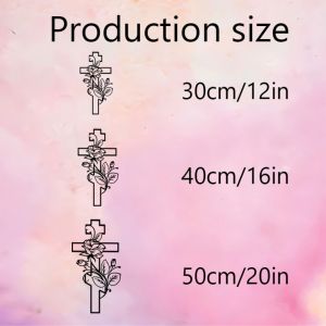 CIFbuy | CIFBUY Rose Cross Metal Wall Art Black Iron Religious Decor Mural Kitchen Living Room Home Decor Christian Gift