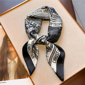 1pcs 70cm Houndstooth Printed Square Scarf For Women Silk CHRISTIAN Letters Fashionable And Versatile Headscarf Scarf Bandana