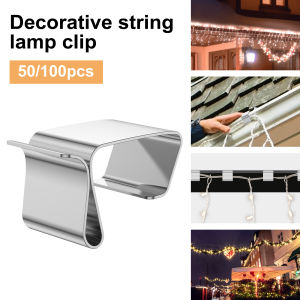 50/100Pcs Holiday Lights Roof Hooks Gutter Clips Christmas Lights Gutter Stainless Steel Hooks for Hanging Outdoor String Light