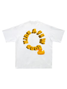 Fashionable FFF Branch AFGK Printed Short Sleeve T-Shirt for Men in White with Yellow Duck Design round Neck Cotton Casual Top