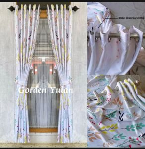 Gorden Jendela Minimalis Bahan Satin Bridal Motip Lavender 12 Lobang 6 Gelembung