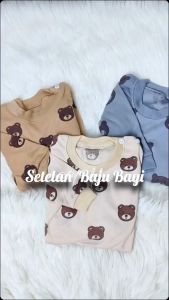 Setelan kaos oblong lengan panjang celana panjang bayi Model Beruang Bear 3-12 bulan Always Barokah Store