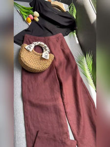 Red Vintage Wide Leg Pants Women Loose High-End Casual Trousers 2025 New Long Straight Leg Trousers Comfortable Fit Summer