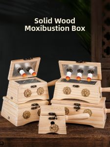 Portable Wooden Acupoint Moxibustion Box Full Body Moxa Stick Tools Personal Moxibustion Device Rectangular Shape Health Care Equipment