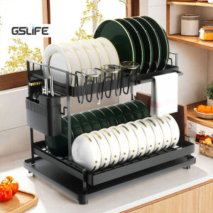 GSLIFE Rak Piring Dapur Stainless Steel & Penyimpanan Rak Pengering Piring