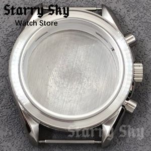 Starry Sky 40mm Stainless Steel Chronograph Silver Watch Case Watch Strap Suitable For VK63 VK64 Quartz Movement Watch Accessory