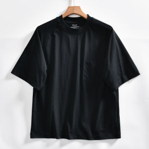 เสื้อยืดคอกลมแขนสั้นทรงหลวมสำหรับผู้ชาย ผ้าฝ้ายผสมโพลีเอสเตอร์ ระบายอากาศได้ดี ทรงหลวม สไตล์ฤดูร้อน ปักกระเป๋า