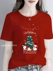 KAOS ATASAN MERY CHRISTMAS  SANTA POHON NATAL PREMIUM WANITA DTF BERKUALITAS