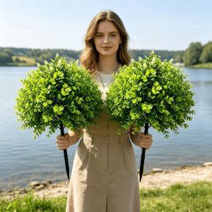 Artificial Green Plants Ground Stake Fake Greenery Plastic Shrubs Plants For Outdoor Garden Patio Yard Landscaping Decoration