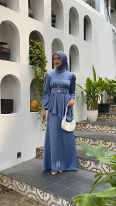 Erina Dress Seragam Bridesmaid Kondangan Gamis Polos Pesta Modern Mix Payet