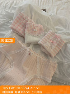 Adorable Pure Cotton Lace Underwear Triangle Shorts Breathable Antibacterial mid Waist Girls Briefs Comfortable Student Panties