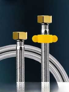 304 Stainless Steel Water Supply Tube High Pressure Resistant Soft Tube Full Steel Wire Toilet Faucet Cold And Hot 4 Points