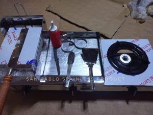 3in1 burger grill with deep fryer and burner stove pure stainless