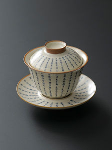 New Chinese Style Large Size Handmade Gongfu Tea Set Ceramic Tea Bowl with Lid High End Brewing Tea Cup for Tea Ceremony