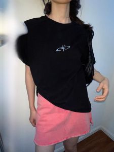 Hello Kanong Original Metal Asterisk Short-Sleeved T-shirt Female New Design Sense Loose Figure Flattering round-Neck Blouse Summer