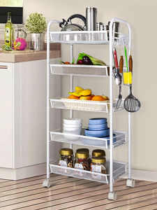 Kitchen Multi-layer Mobile Storage Rack Vegetable Dishware Organizer Bathroom Bedroom Small Cart Gap Storage Shelf