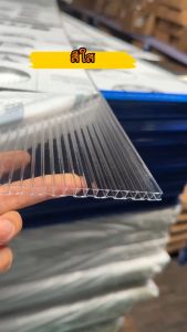 แผ่นโพลีคาร์บอเนต (ลูกฟูก) หนา6มิล 9สี สำหรับผลลัพธ์เรียบเนียน แผ่นหลังคาใส เครื่อบสาร UV กันสาด และการแดดโรงรถ ครัว ฝาบานตู้