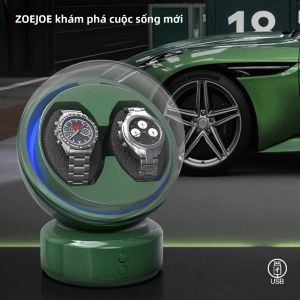 ZOEJOE Hộp Xoay Đồng Hồ Đơn/2 Khe Cắm Nắp Trong Suốt Yên Tĩnh Động Cơ USB Nam Nữ Hộp Bảo Quản Quà Tặng Sinh Nhật Kèm Cáp