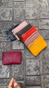 กระเป๋าสตางค์ใบลง ใส่บัตร ใส่เหรียญ ใส่แบงค์ พร้อมพวงกุญแจ หนังวัวแท้