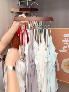 Rising Star Wooden Clothes Hanger With 8 Hooks Multifunctional Sling Bra Necktie Storage Hanging Holder Drying Hanger