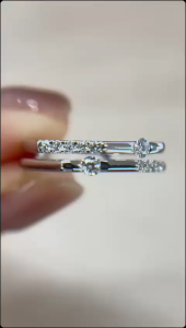 TDG 10K White Gold Lab-Grown Diamond Double Row Open Band Ring