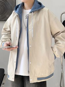 ROMON | Loose Mens Casual Windproof Workwear Jacket Fake Two-Piece Spring Autumn New Style Fashionable Outdoor Coat Long Sleeve