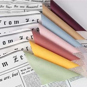 20 LEMBAR Bicolor Buff Newspaper Cellophane Koran Kertas Buket Bunga Wrapping Paper 6038