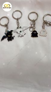 Halloween Cute Cartoon Black White Ghost Keychain Couple Bestie Bff Friend Valentine Birthday Anime Fashion Gift Present