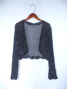 เสื้อคาร์ดิแกนถักคอวีแขนยาวผ้าฝ้ายแบบเปิดหน้าอกสไตล์ทำงานสำหรับผู้หญิงในฤดูร้อน ชุดคลุมไหล่แบบโปร่งสั้น