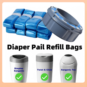 85-Odor-Control High-Barrier Refill Bags for Diaper Pail Specialized Trash Can Replacement Liners