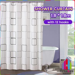 Homehub Bathroom Waterproof Shower Curtain Cartoon Pattern 1.8*1.8m With 12 Hooks