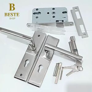 Door Knob Lockset with 3 Keys Privacy Handle Bedroom Bathroom Handle Lockset 304 Stainless Steel