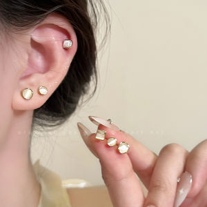 Elegant Cats Eye Stone Silver Needle Stud Earrings Womens Fashion Jewelry Small Size Versatile Stylish Trendy Ear Jewelry