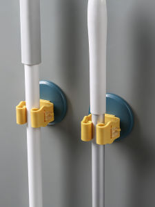 SigeDan Powerful No-Drill Wall-Mounted Broom Holder Creative Storage Hook for Bathroom Mop Strong Clamp Plastic Adhesive Hook