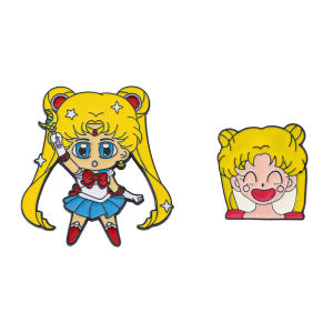 2 Pcs Cartoon Character Funny Brooch Creativity Sailor Moon Exquisite Enamel Pins Badge Clothes Jewelry Accessories Gift