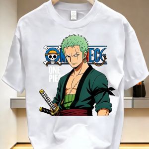 Bandai | Roronoa Zoro Collaboration Short-Sleeve T-Shirt Three-Style Sword Technique Swordsman Anime ACG Merchandise