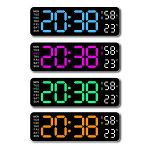 Winnereco Digital Wall Clock Temperature-Humidity-Week Intelligent Digital Wall Clock Wall Desk Alarm Clock for Home Bedroom Decor