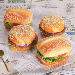 แฮมเบอร์เกอร์ครัวเทียม1ชิ้น FCYY-005อาหารจำลองสำหรับตกแต่งการถ่ายภาพจำลองเค้กจำลองอาหารเครื่องประดับโต๊ะชา