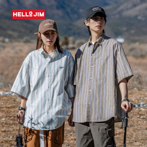HELLO JIM Short Sleeve shirt For Men 2023 New Striped summer shirt Men loose couple oversize shirt women  K1739