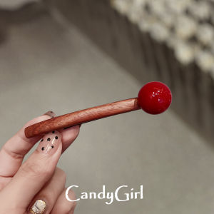 Red Beads Wooden Hairpins Womens New Style High-End Sensation Traditional Chinese Style Hair Clips for Half-Up Hairstyles