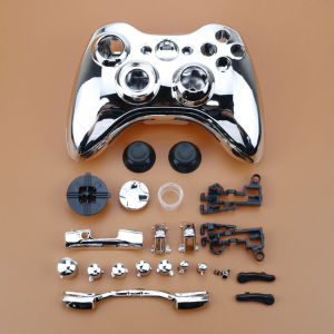 JCD Plastic Chrome Hard Housing Shell Case For Xbox 360 Wireless Controller Front Back Cover With Full Set Buttons