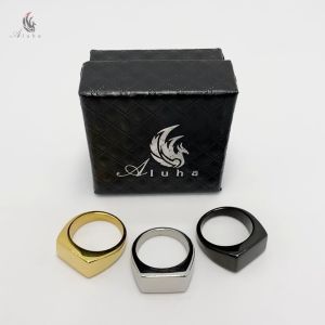 [MỚI] - Nhẫn Titan signet mặt hình chữ nhật kiểu dáng basic lịch lãm phù hợp với nhiều trang phục - R138 - Aluha