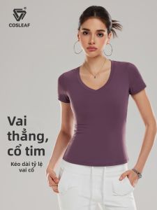 COSLEAF | Áo Thun Nữ Form Ôm Co Dãn Cổ V