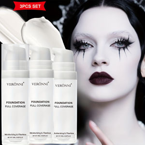 Matte White Liquid Foundation MakeupBuildable Coverage Primer & Concealer StickWaterproof & Long-Lasting for HalloweenCosplay