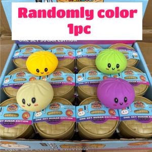 Steamed Bun Squeeze Toy Simulation Bao Stress Relief Fidget Toy with Beads Sparkles Soft Squishy Sensory Decompression Accessory