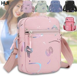 HUIIUH กระเป๋าสะพายไหล่ผ้า Oxford แบบพกพากระเป๋าโทรศัพท์ตัวอักษรสำหรับออกไปกระเป๋าสะพายข้างเดินทางลำลองน้ำหนักเบา