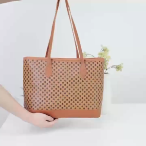 VIVIBAGS# 8811 Functional handbag leather for female 1zip closure & distinctive perforated or textured pattern and is designed as a spacious commuter-friendly accessory.