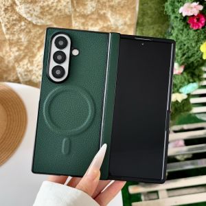 szhaiyu | Lichee Pattern Leather Magnetic Case for Samsung Galaxy Z Fold 8 7 6 5 4 ZFold8 Ultra for Magsafe Shockproof Protection Cover